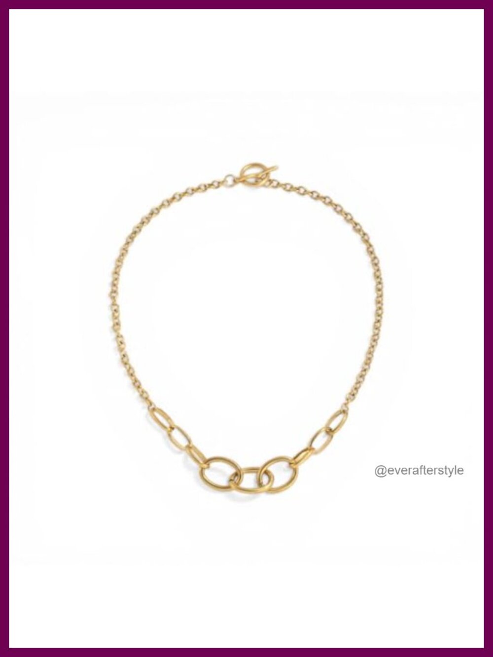 18K Yellow Gold Plated Chunky Chain Link Toggle Necklace Stainless Steel